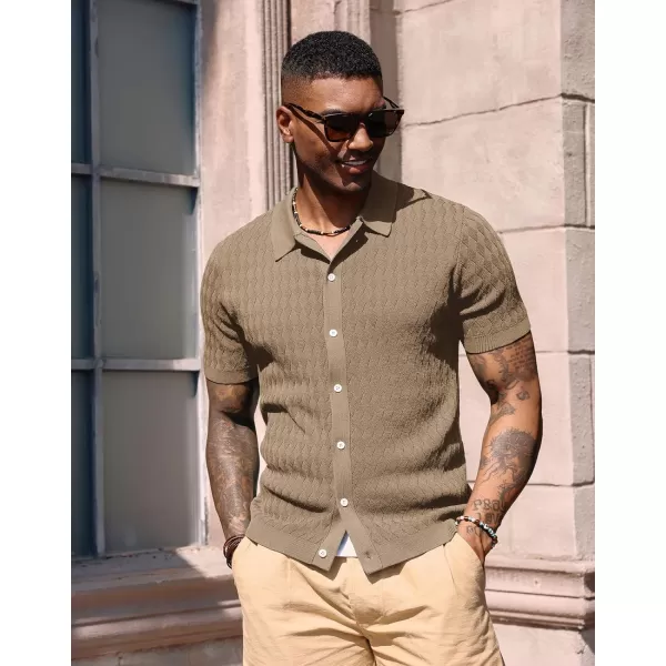 PJ PAUL JONES Mens Polo Shirt Knit Textured Short Sleeve Golf Shirt Button Down Knitwear