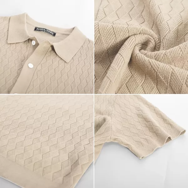 PJ PAUL JONES Mens Polo Shirt Knit Textured Short Sleeve Golf Shirt Button Down Knitwear