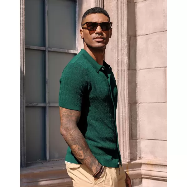 PJ PAUL JONES Mens Polo Shirt Knit Textured Short Sleeve Golf Shirt Button Down Knitwear