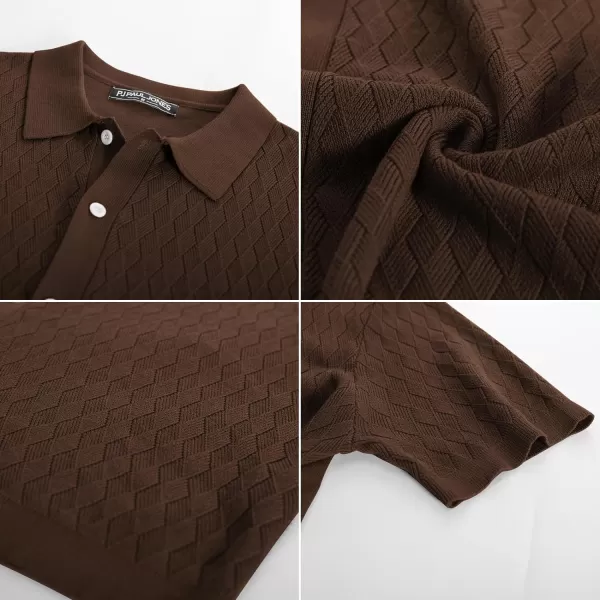 PJ PAUL JONES Mens Polo Shirt Knit Textured Short Sleeve Golf Shirt Button Down Knitwear
