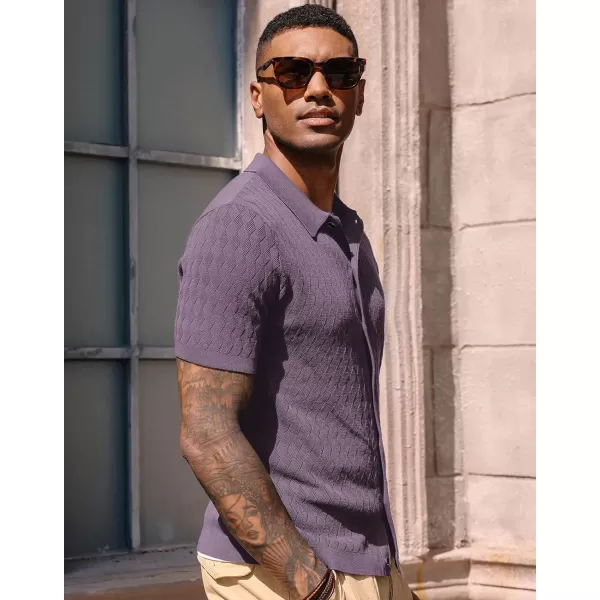 PJ PAUL JONES Mens Polo Shirt Knit Textured Short Sleeve Golf Shirt Button Down Knitwear