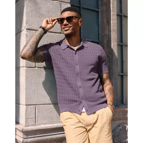 PJ PAUL JONES Mens Polo Shirt Knit Textured Short Sleeve Golf Shirt Button Down Knitwear