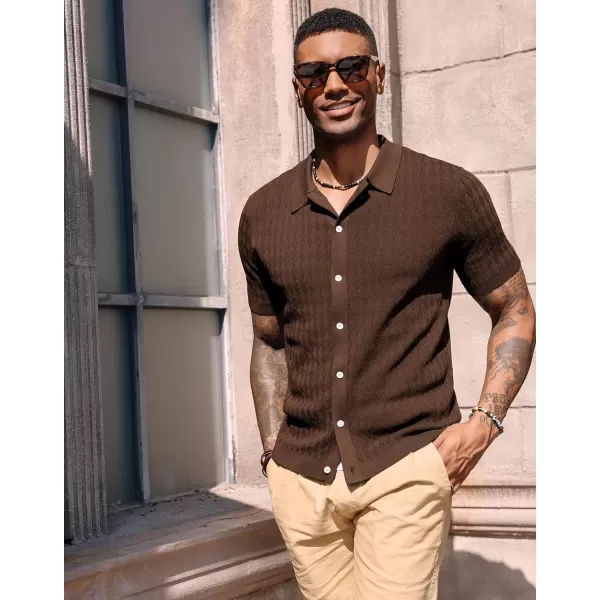 PJ PAUL JONES Mens Polo Shirt Knit Textured Short Sleeve Golf Shirt Button Down Knitwear