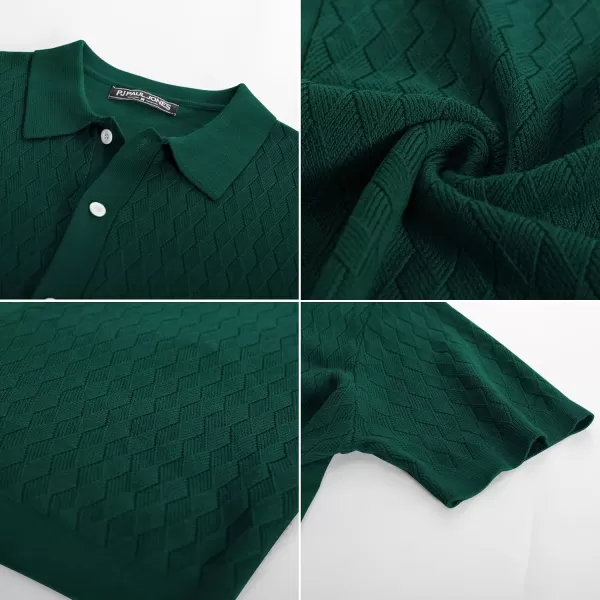 PJ PAUL JONES Mens Polo Shirt Knit Textured Short Sleeve Golf Shirt Button Down Knitwear