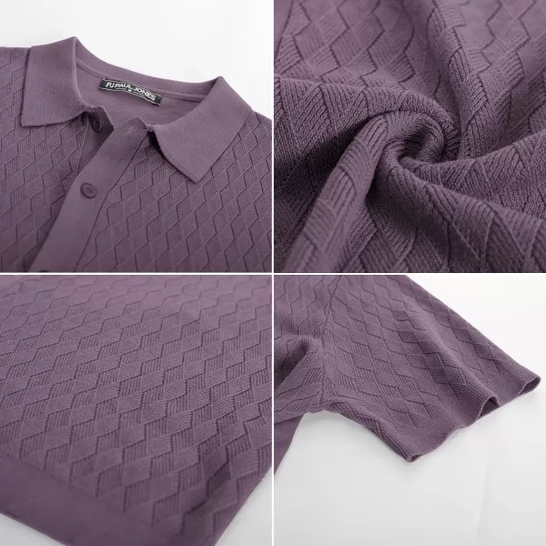 PJ PAUL JONES Mens Polo Shirt Knit Textured Short Sleeve Golf Shirt Button Down Knitwear