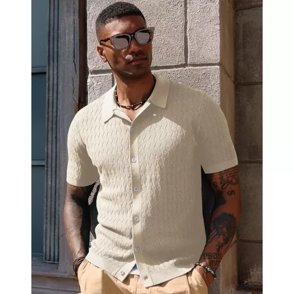 PJ PAUL JONES Mens Polo Shirt Knit Textured Short Sleeve Golf Shirt Button Down Knitwear