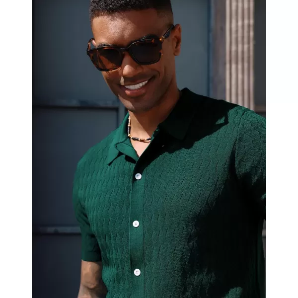 PJ PAUL JONES Mens Polo Shirt Knit Textured Short Sleeve Golf Shirt Button Down Knitwear