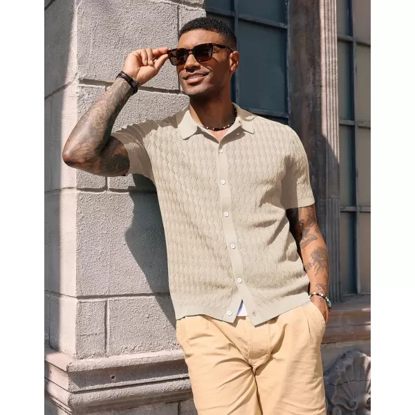 PJ PAUL JONES Mens Polo Shirt Knit Textured Short Sleeve Golf Shirt Button Down Knitwear