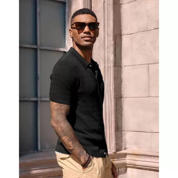 PJ PAUL JONES Mens Polo Shirt Knit Textured Short Sleeve Golf Shirt Button Down Knitwear
