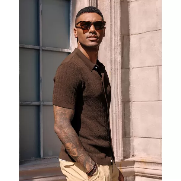 PJ PAUL JONES Mens Polo Shirt Knit Textured Short Sleeve Golf Shirt Button Down Knitwear