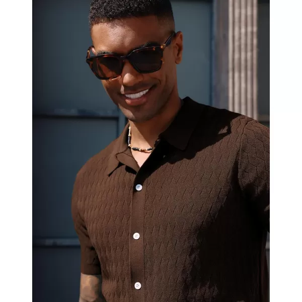 PJ PAUL JONES Mens Polo Shirt Knit Textured Short Sleeve Golf Shirt Button Down Knitwear