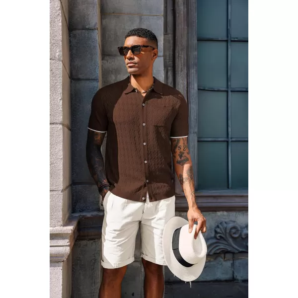 PJ PAUL JONES Mens Polo Shirt Short Sleeve Casual Knit Textured Button Down Polo Shirts with Pocket