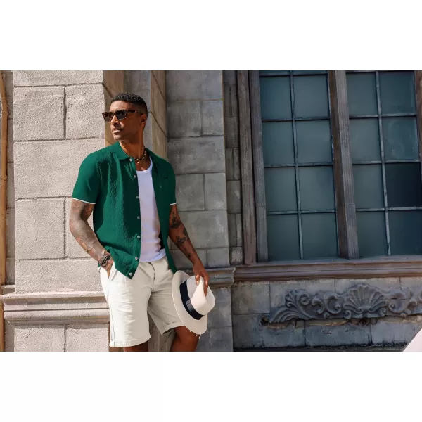 PJ PAUL JONES Mens Polo Shirt Short Sleeve Casual Knit Textured Button Down Polo Shirts with Pocket