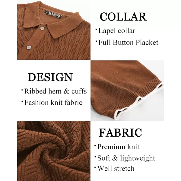 PJ PAUL JONES Mens Polo Shirt Short Sleeve Casual Knit Textured Button Down Polo Shirts with Pocket