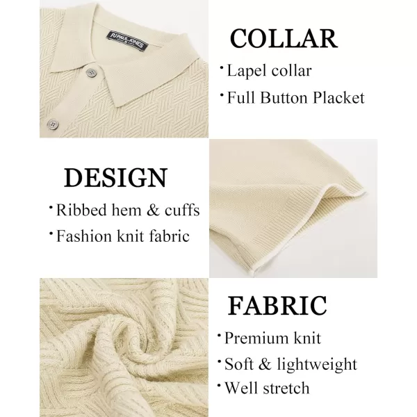 PJ PAUL JONES Mens Polo Shirt Short Sleeve Casual Knit Textured Button Down Polo Shirts with Pocket