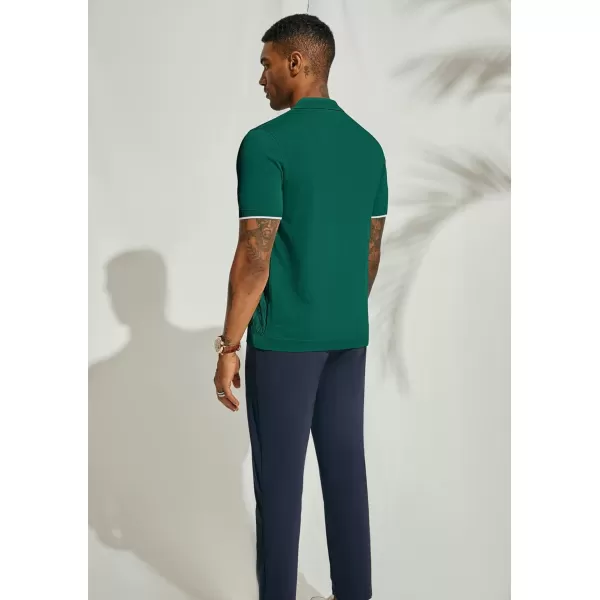 PJ PAUL JONES Mens Polo Shirt Short Sleeve Casual Knit Textured Button Down Polo Shirts with Pocket