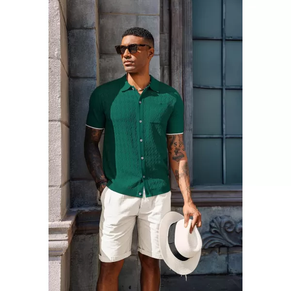 PJ PAUL JONES Mens Polo Shirt Short Sleeve Casual Knit Textured Button Down Polo Shirts with Pocket