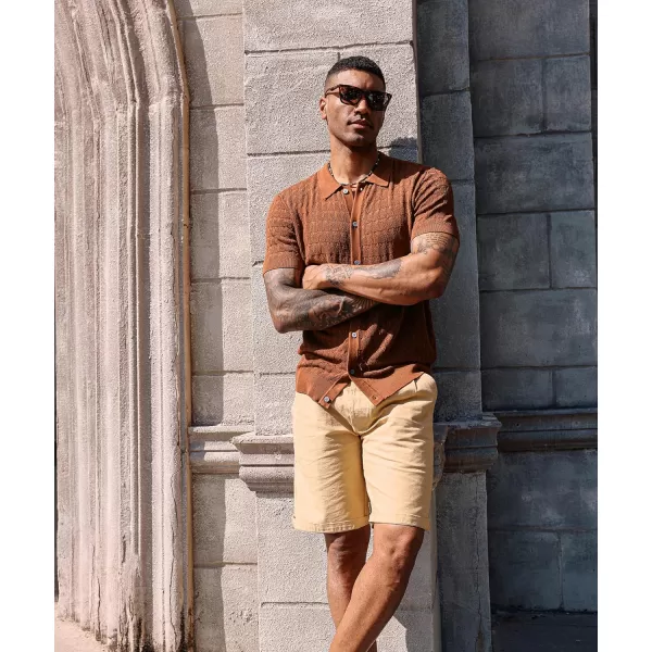 PJ PAUL JONES Mens Polo Shirt Short Sleeve Casual Knit Textured Button Down Polo Shirts with Pocket)