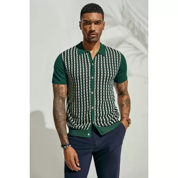 PJ PAUL JONES Mens Polo Shirt Short Sleeve Vintage 70s Knit Button Down Polo Shirts Casual Contrast Knitwear