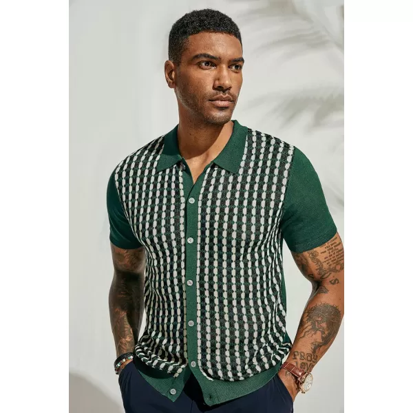 PJ PAUL JONES Mens Polo Shirt Short Sleeve Vintage 70s Knit Button Down Polo Shirts Casual Contrast Knitwear