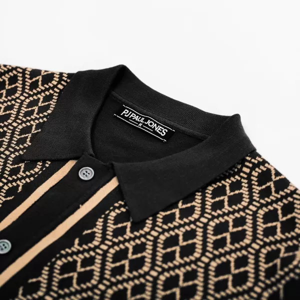 PJ PAUL JONES Men's Polo Shirts 70s Vintage Shirts Contrast Knitted Polo Shirts