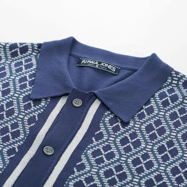 PJ PAUL JONES Men's Polo Shirts 70s Vintage Shirts Contrast Knitted Polo Shirts