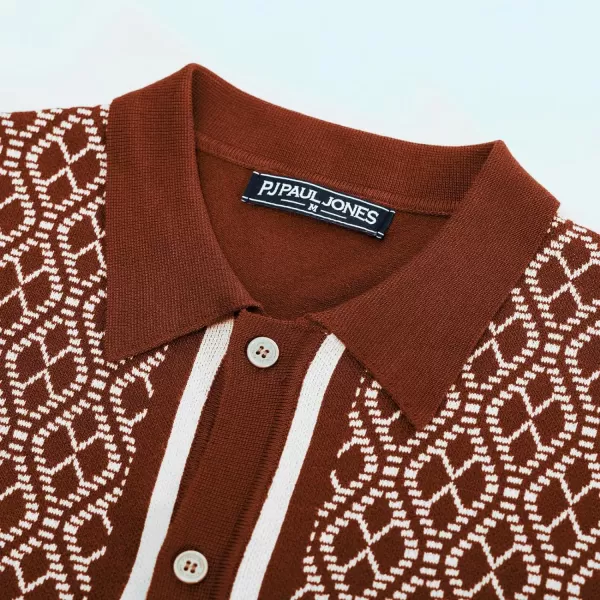 PJ PAUL JONES Men's Polo Shirts 70s Vintage Shirts Contrast Knitted Polo Shirts
