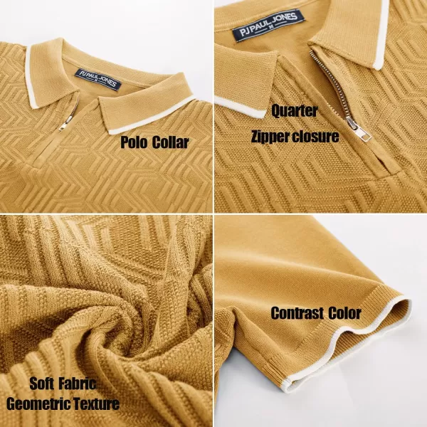 PJ PAUL JONES Mens Polo Shirts Short Sleeve Quarter Zip Textured Knit Polo T Shirts