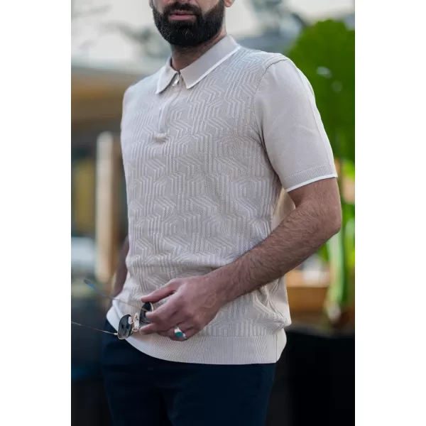 PJ PAUL JONES Mens Polo Shirts Short Sleeve Quarter Zip Textured Knit Polo T Shirts