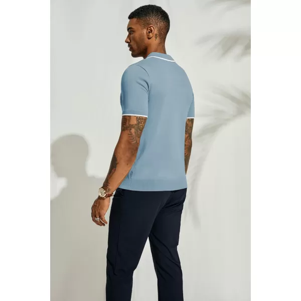 PJ PAUL JONES Mens Polo Shirts Short Sleeve Quarter Zip Textured Knit Polo T Shirts