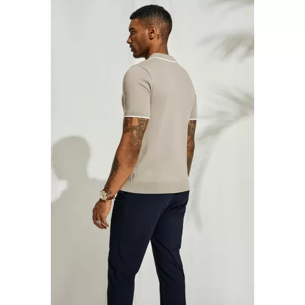 PJ PAUL JONES Mens Polo Shirts Short Sleeve Quarter Zip Textured Knit Polo T Shirts