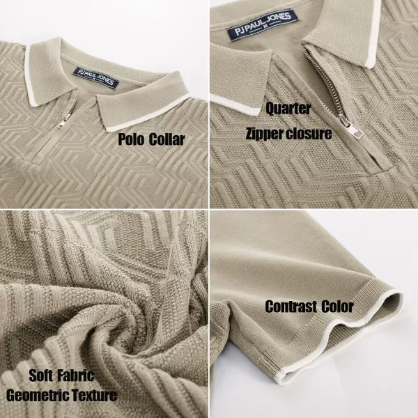 PJ PAUL JONES Mens Polo Shirts Short Sleeve Quarter Zip Textured Knit Polo T Shirts