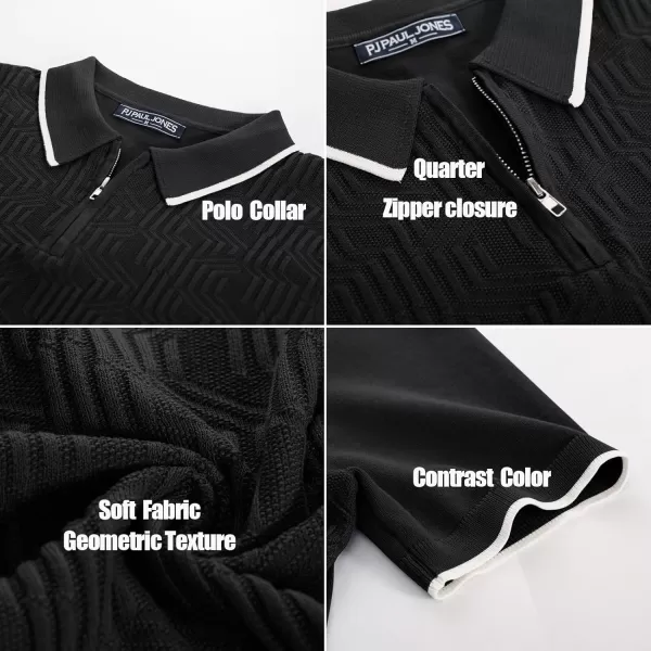 PJ PAUL JONES Mens Polo Shirts Short Sleeve Quarter Zip Textured Knit Polo T Shirts