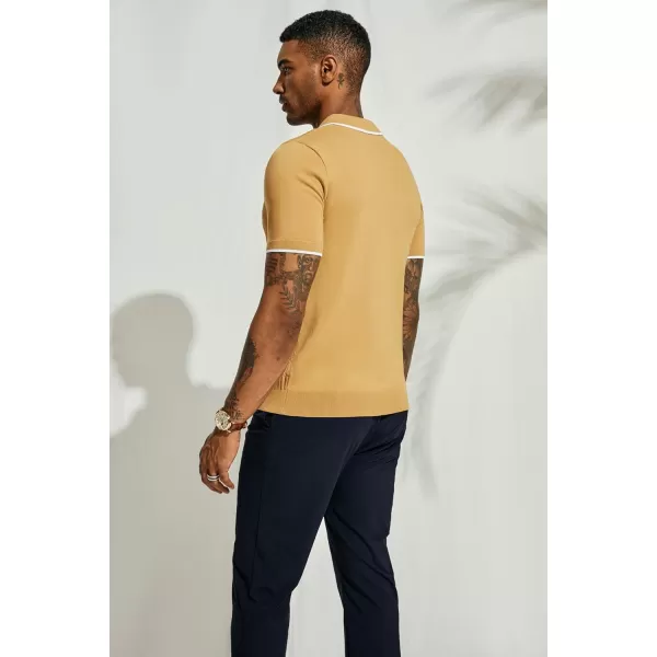 PJ PAUL JONES Mens Polo Shirts Short Sleeve Quarter Zip Textured Knit Polo T Shirts