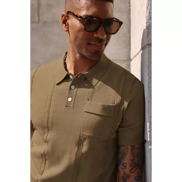 PJ PAUL JONES Mens Polo Shirts Short Sleeve Summer Knit Polo Shirt with Chest Pocket