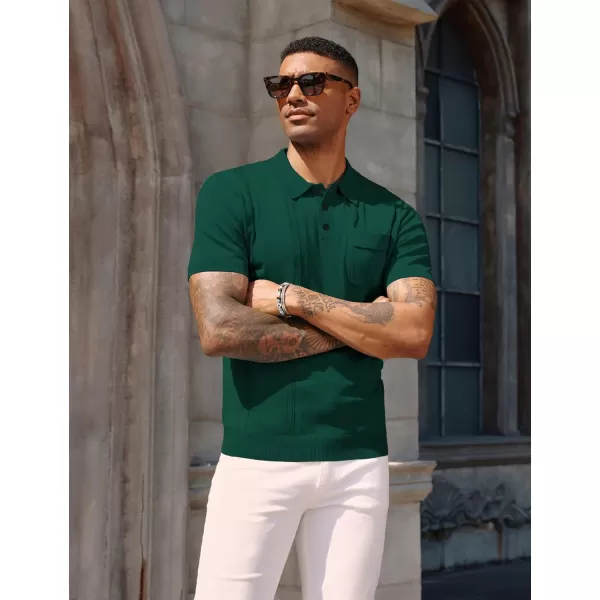 PJ PAUL JONES Mens Polo Shirts Short Sleeve Summer Knit Polo Shirt with Chest Pocket