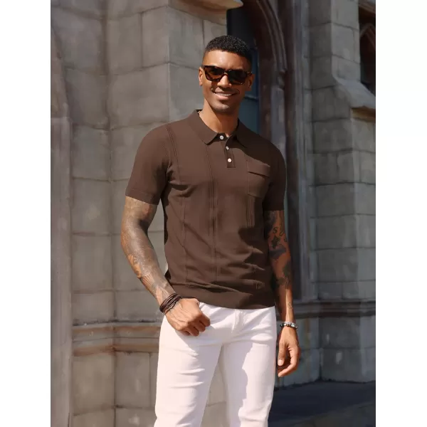 PJ PAUL JONES Mens Polo Shirts Short Sleeve Summer Knit Polo Shirt with Chest Pocket