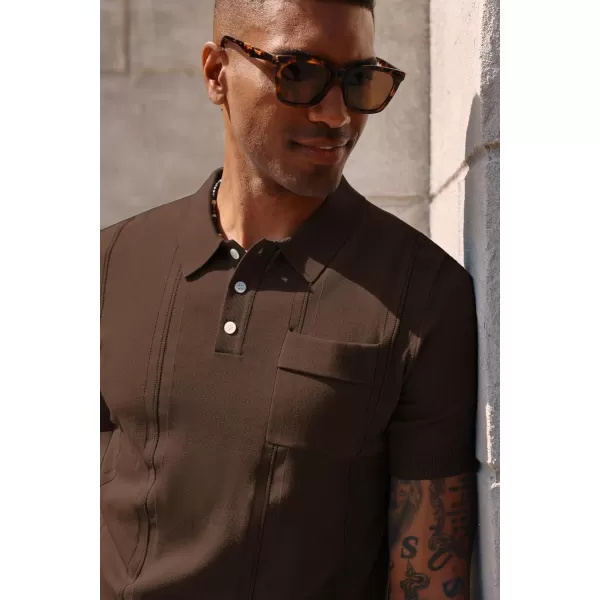 PJ PAUL JONES Mens Polo Shirts Short Sleeve Summer Knit Polo Shirt with Chest Pocket