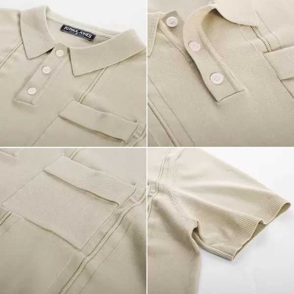 PJ PAUL JONES Mens Polo Shirts Short Sleeve Summer Knit Polo Shirt with Chest Pocket