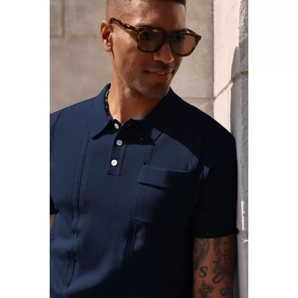 PJ PAUL JONES Mens Polo Shirts Short Sleeve Summer Knit Polo Shirt with Chest Pocket