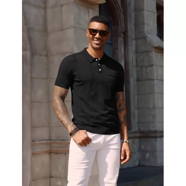 PJ PAUL JONES Mens Polo Shirts Short Sleeve Summer Knit Polo Shirt with Chest Pocket