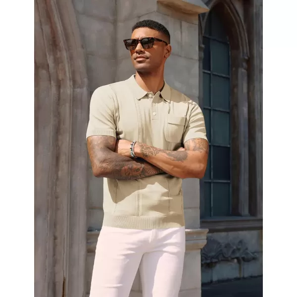 PJ PAUL JONES Mens Polo Shirts Short Sleeve Summer Knit Polo Shirt with Chest Pocket
