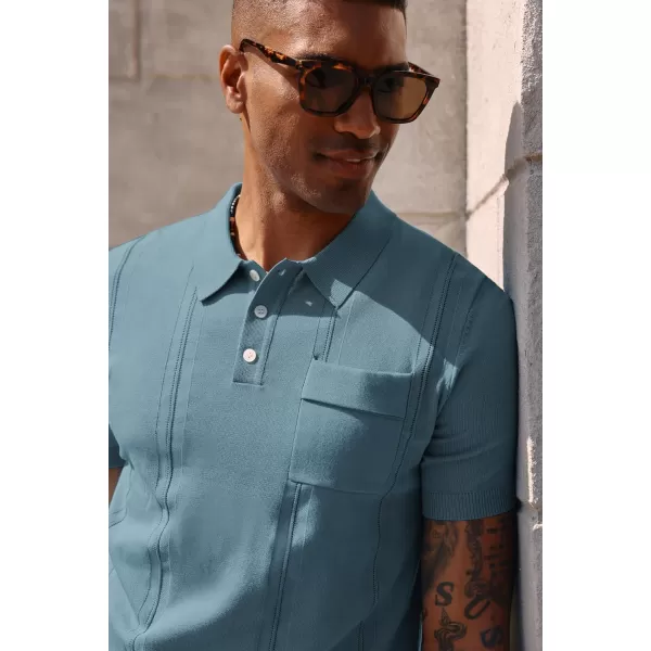PJ PAUL JONES Mens Polo Shirts Short Sleeve Summer Knit Polo Shirt with Chest Pocket