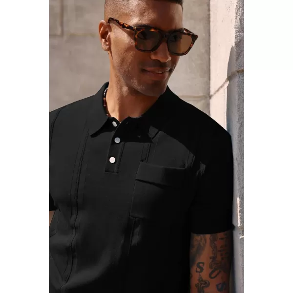 PJ PAUL JONES Mens Polo Shirts Short Sleeve Summer Knit Polo Shirt with Chest Pocket