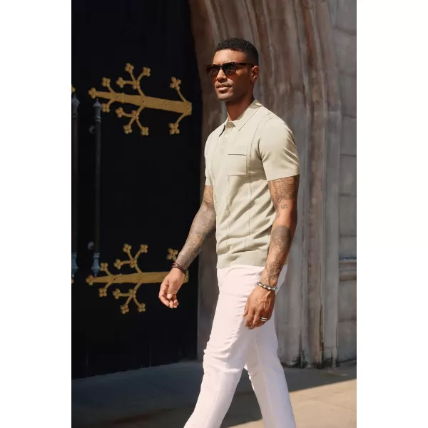 PJ PAUL JONES Mens Polo Shirts Short Sleeve Summer Knit Polo Shirt with Chest Pocket