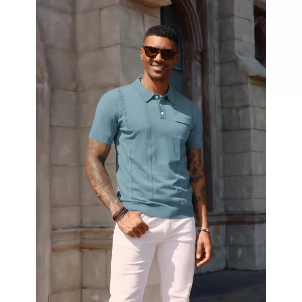 PJ PAUL JONES Mens Polo Shirts Short Sleeve Summer Knit Polo Shirt with Chest Pocket