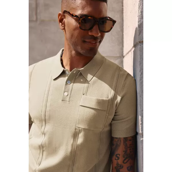 PJ PAUL JONES Mens Polo Shirts Short Sleeve Summer Knit Polo Shirt with Chest Pocket