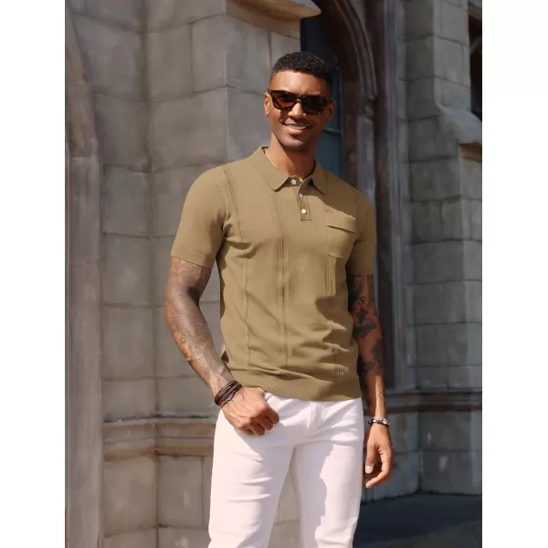 PJ PAUL JONES Mens Polo Shirts Short Sleeve Summer Knit Polo Shirt with Chest Pocket