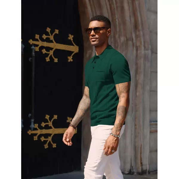 PJ PAUL JONES Mens Polo Shirts Short Sleeve Summer Knit Polo Shirt with Chest Pocket