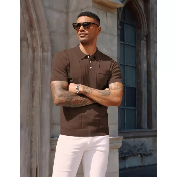 PJ PAUL JONES Mens Polo Shirts Short Sleeve Summer Knit Polo Shirt with Chest Pocket